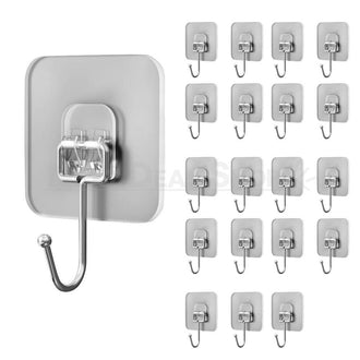 20 Pcs - Heavy Duty Self Adhesive Wall Hook (Supports up to 15lb)