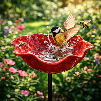 Hand-Crafted Metal Flower Garden Stake - 24-Inch Tall, Yard & Lawn Art