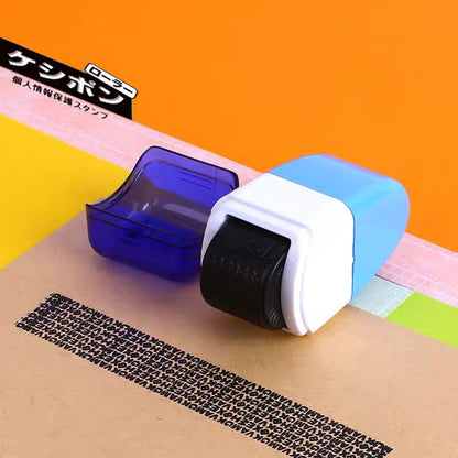 Identity Theft Protection Privacy Roller Stamp - Blue, Practical Anti Theft Security Confidential Document Redaction Tool for Home Office Use