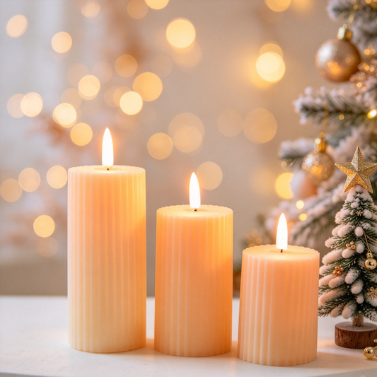 Christmas Flameless LED Candles - Set of 3, Wedding Home Holiday Decor