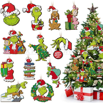 24 Pcs - Wooden Christmas Hanging Ornament Set