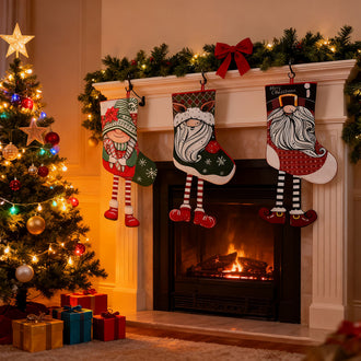 3 Pcs Adorable Christmas Gnome Stocking Set
