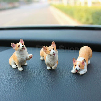 3 Pcs Adorable Corgi Figurine Set