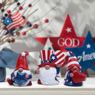 3 Pcs - Adorable Patriotic Gnome Figurine