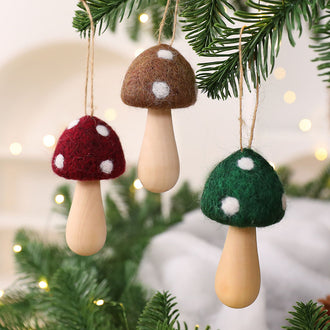 3 Pcs Christmas Felt Mushroom Hanging Ornament Set