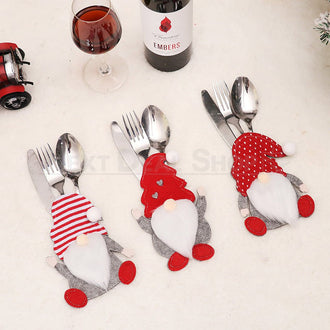 3 Pcs- Christmas Gnome Cutlery Holder