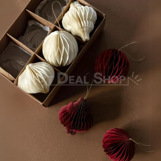 3 Pcs - Christmas Honeycomb Paper Hanging Ornament