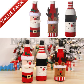 3 Pcs - Christmas Knitted Wine Bottle Cover