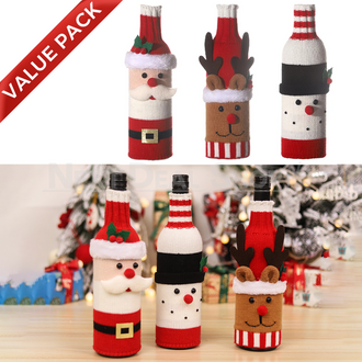 3 Pcs - Christmas Knitted Wine Bottle Cover