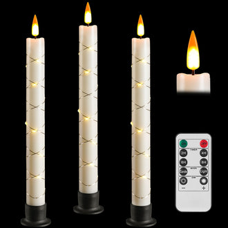 3 Pcs Flameless LED Taper Candles with Remote Control