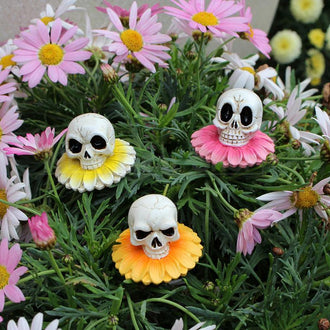 3 Pcs - Flower Skull Garden Stake