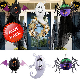 3 Pcs - Halloween Hanging Paper Lantern