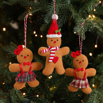 3 Pcs Handmade Christmas Felt Gingerbread Ornament Set