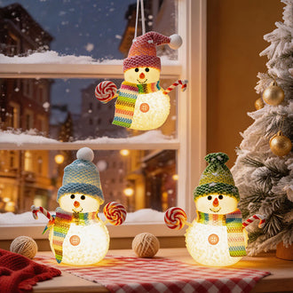 3 Pcs Light Up Christmas Snowman Decoration Set