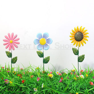 3 Pcs - Metal Flower Garden Yard Stake