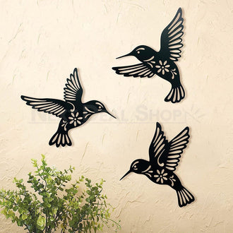 3 Pcs - Metal Hummingbird Wall Decor