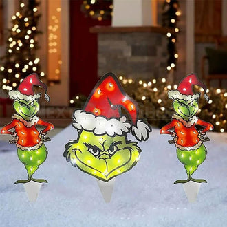 3 Pcs - Naughty Christmas Led Yard Stake