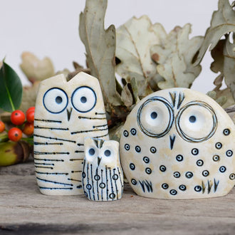 3 Pcs - Resin Owl Family Decor Set