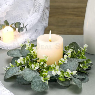 3 Pcs - Rustic Eucalyptus Candle Ring