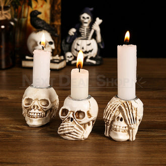 3 Pcs - Spooky Skull Candle Holder