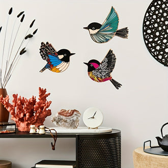 3 Pcs - Wooden Bird Wall Art Decor