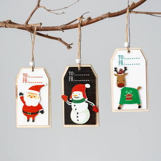 3 Pcs Wooden Christmas Tag Hanging Ornament Set