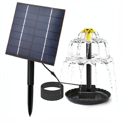 3 Tier Solar Powered Water Fountain Kit - Garden Patio Outdoor Backyard Pond Landscape Decor