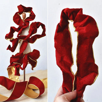 3.3 ft  Premium Red Velvet Wire-Edged Ribbon