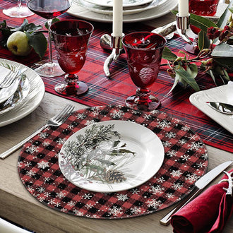 4 Pcs - Festive Snowflake Round Placemat