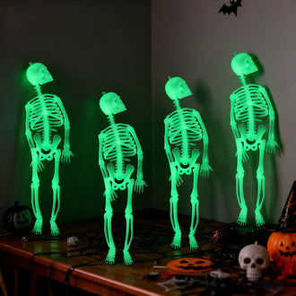 4 Pcs Glow in the Dark Skeleton Decor Set