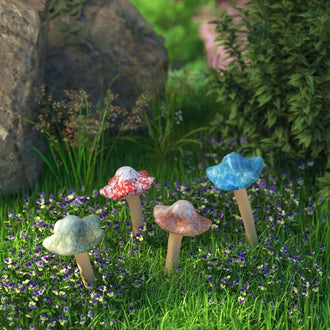 4 Pcs Handmade Ceramic Mushroom Set