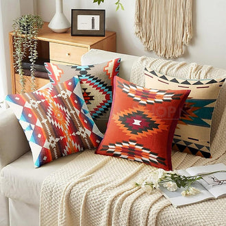 4 Pcs - Rustic Linen Pillow Cover