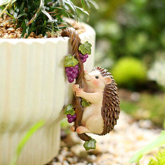 Adorable Weatherproof Resin Hedgehog Pot Hugger - 4.2-Inch, Lawn & Planter Decor