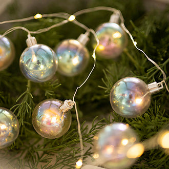 4.9 ft 14 LEDs Iridescent Christmas Bauble String Lights
