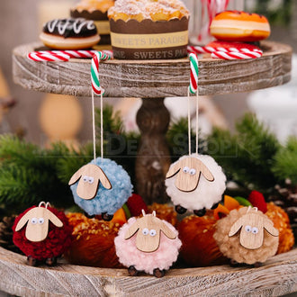 5 Pcs - Adorable Fluffy Sheep Hanging Ornament