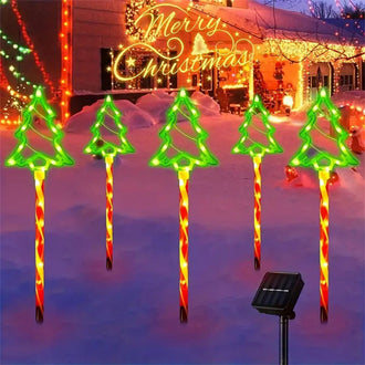 5-in-1 Solar Powered Christmas Tree Stake Light