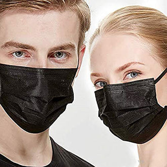 50 Pcs Black Disposable 3-Ply Face Masks