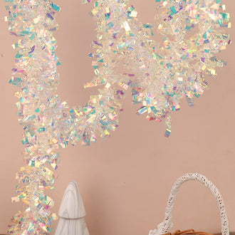 5.9 ft Sparkling Iridescent Tinsel Garland