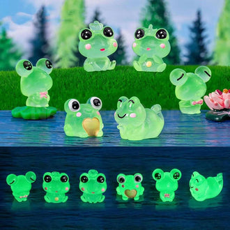 6 Pcs - Glow In the Dark Miniature Frog Decoration