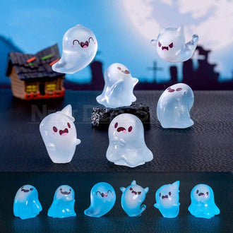 6 Pcs - Glow In the Dark Miniature Ghost Decor