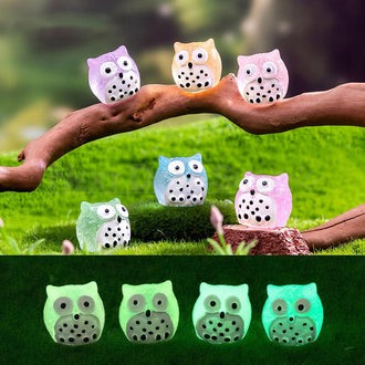 6 Pcs - Glow In the Dark Miniature Owl Decor