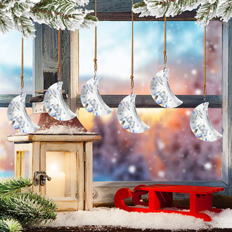 6 Pcs Sparkling Crystal Moon Hanging Ornament Set