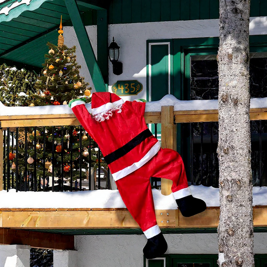 67-Inch Christmas Climbing Santa Claus Decoration - Large Hanging Santa for Roof & Window Holiday Decor