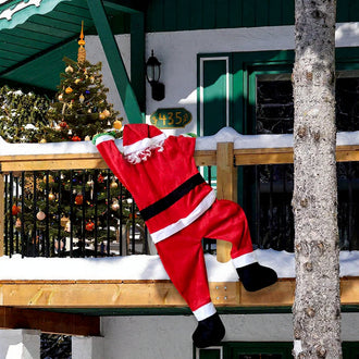 67-Inch Christmas Climbing Santa Claus Decoration - Large Hanging Santa for Roof & Window Holiday Decor