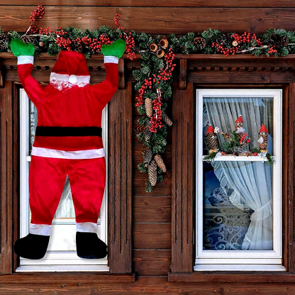 67-Inch Christmas Climbing Santa Claus Decoration - Large Hanging Santa for Roof & Window Holiday Decor