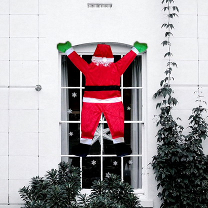 67-Inch Christmas Climbing Santa Claus Decoration - Large Hanging Santa for Roof & Window Holiday Decor