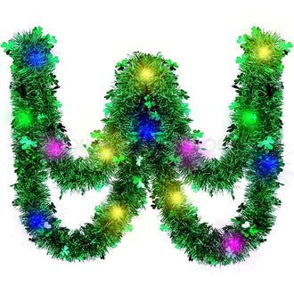 6.56 ft St. Patrick's Day Tinsel Garland with LED