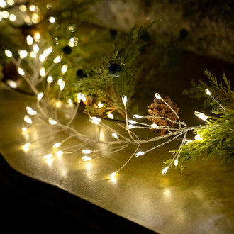 Battery-Powered Warm White Christmas LED Cluster Fairy String Lights - 6.56ft, Tree & Wreath Holiday Lighting