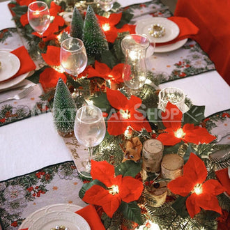 6.5ft Poinsettia Christmas Flowers LED String Light