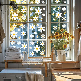 72 Pcs White Daisy Flower Window Clings
